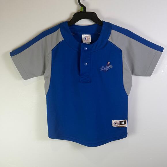 MLB youth jersey size 8-10 blue/gray vintage baseball dodgers - Picture 1 of 7
